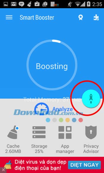 Kích hoạt tính năng tăng tốc trên Smart Booster - Free Cleaner Kích hoạt tính năng tăng tốc trên Smart Booster - Free Cleaner