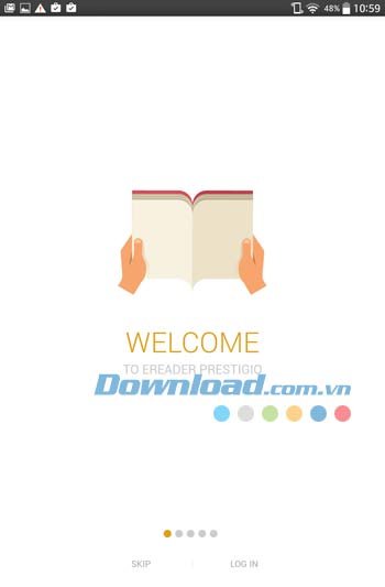 Giao diện khởi động của eReader Prestigio