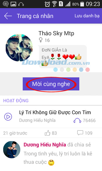 Mời người lạ cùng nghe nhạc với mình