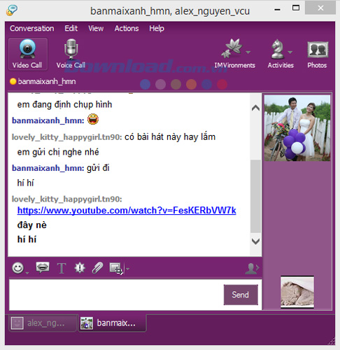Giao diện Yahoo Messenger khi chat