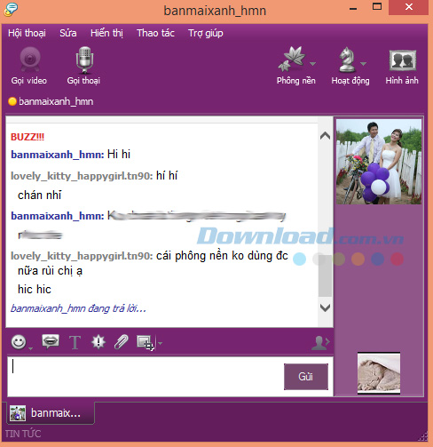 Giao diện Yahoo! khi trò chuyện