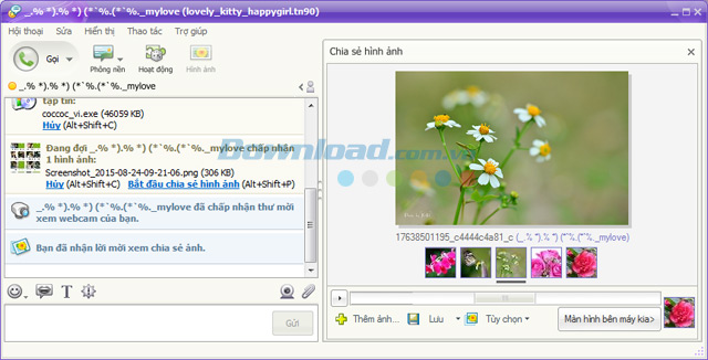 Chia sẻ hình ảnh trong quá trình chat Yahoo