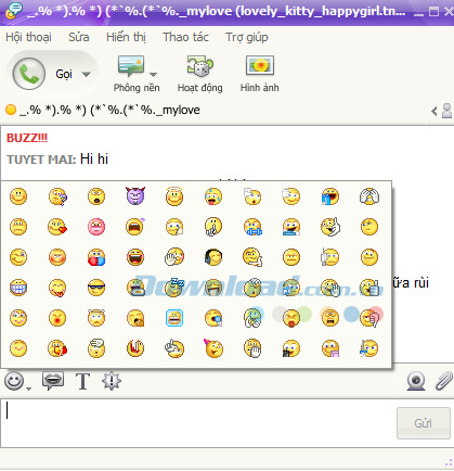 Giao diện chat trong Yahoo tiếng Việt