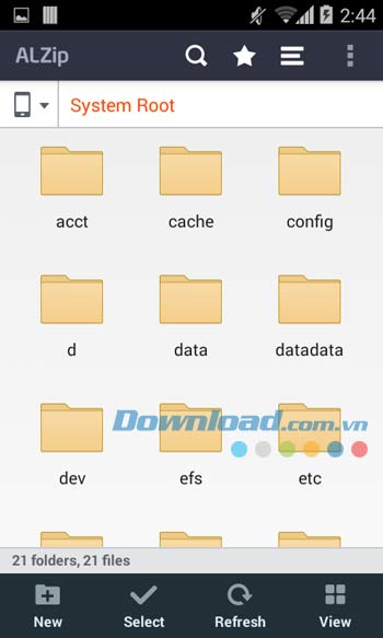 ALZip quản lý tập tin trong System Root