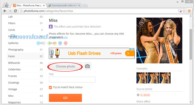 Chọn ảnh để thêm hiệu ứng Chọn ảnh để thêm hiệu ứng