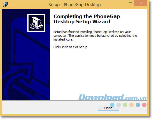 Kết thúc quá trình cài đặt PhoneGap