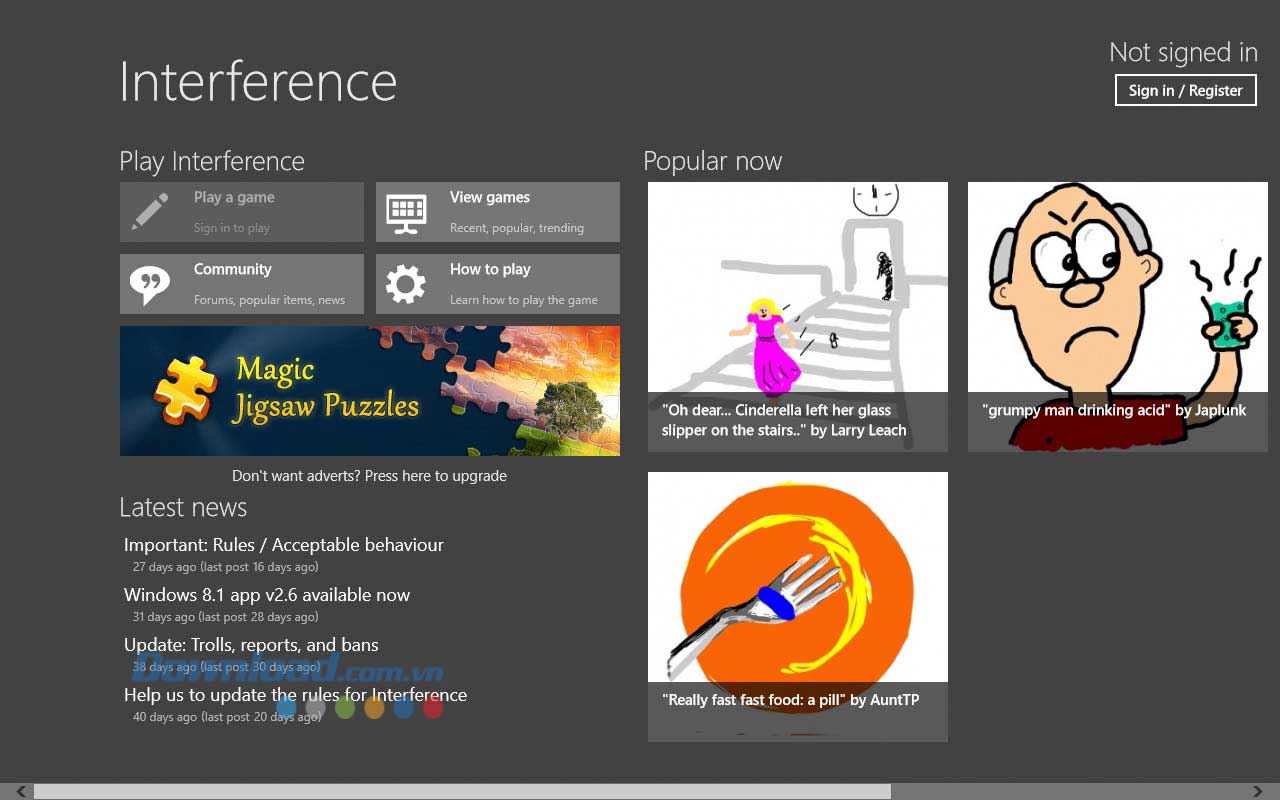 Giao diện game Interference