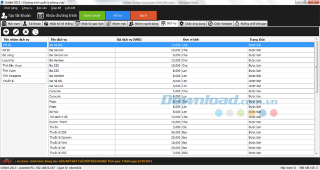 Quản lý dịch vụ