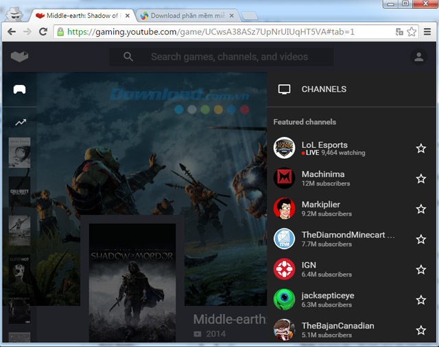 Các kênh hot trên YouTube Gaming