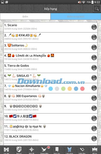 Xem xếp hạng của các liên minh trong Lords & Knights 