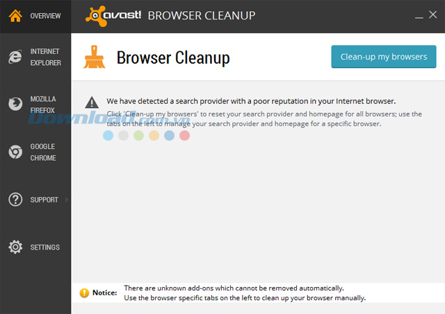 Giao diện của Avast Browser Cleanup