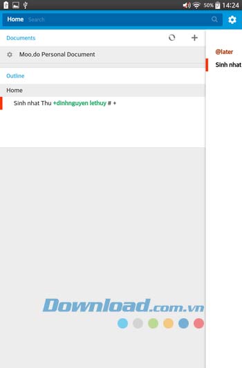 Menu ứng dụng Moo.do