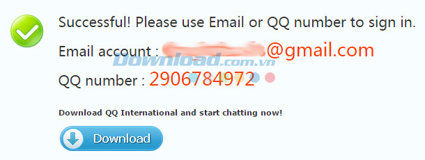 Mã số để đăng nhập QQ International
