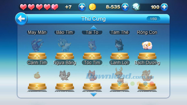 Hệ thống thú cưng trong game Running Man