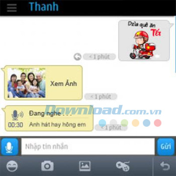 Giao diện chat trong ứng dụng Zalo cho Symbian