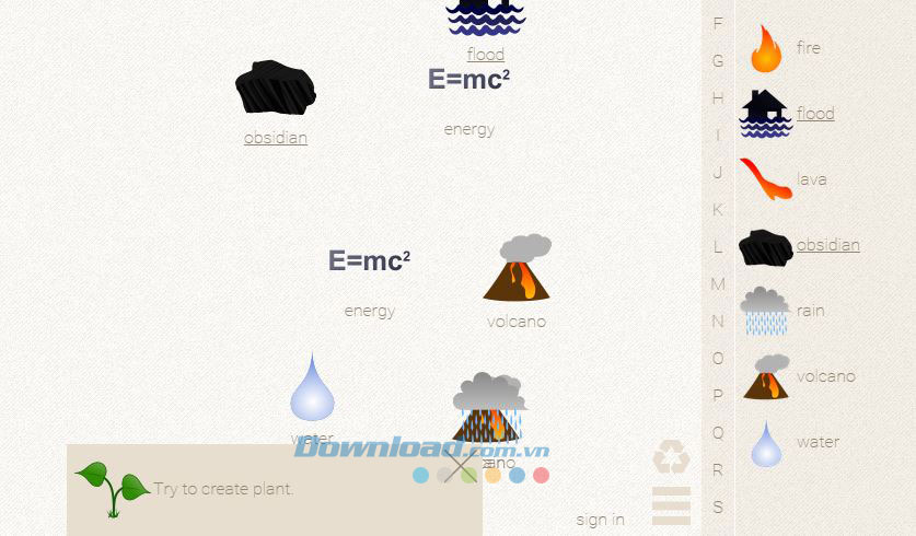 Game Little Alchemy gợi ý khi đang chơi