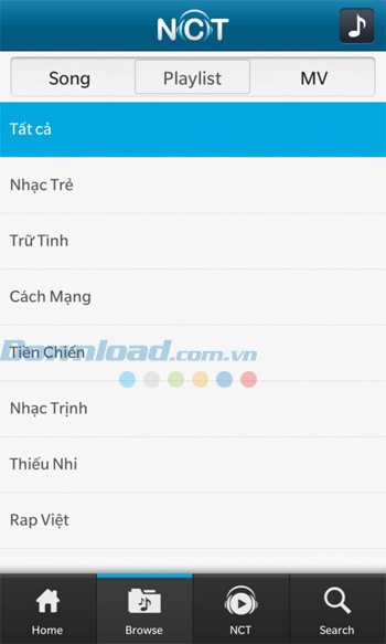 NhacCuaTui hỗ trợ nhiều thể loại nhạc khác nhau