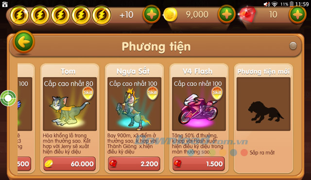 Phương tiện hỗ trợ trong game Tia chớp