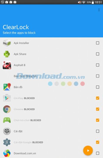 Chọn ứng dụng muốn chặn 