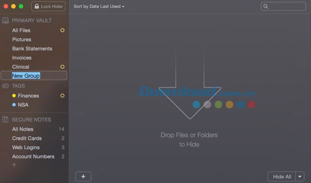 Tạo nhóm mới trong kho lưu trữ của Hider 2
