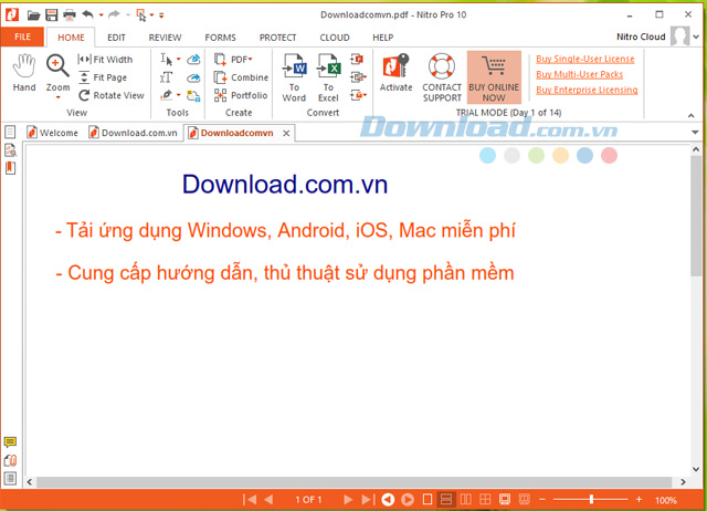 Tạo mới file PDF với Nitro Pro