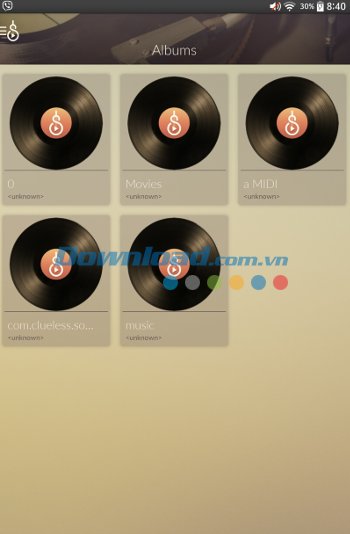 Solo Music Player hiển thị album nhạc 