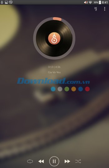 Giao diện phát nhạc của Solo Music Player