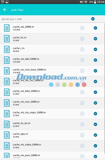 Systweak Android Cleaner hiển thị thông tin cache rác