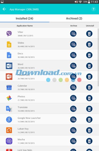 Moduel quản lý ứng dụng của Systweak Android Cleaner 