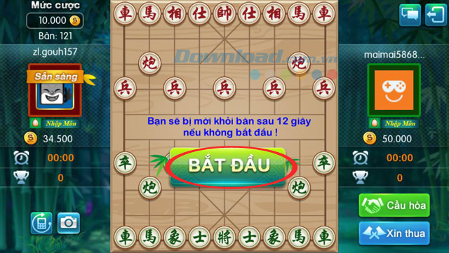 Nhấn nút Bắt đầu để cùng so tài chơi cờ tướng.