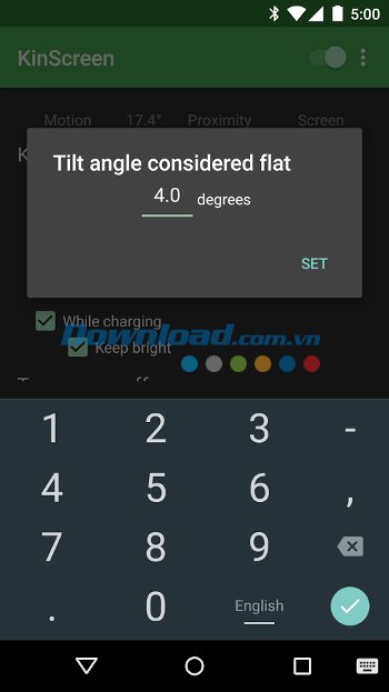 KinScreen cho phép thiết lập góc nghiêng 