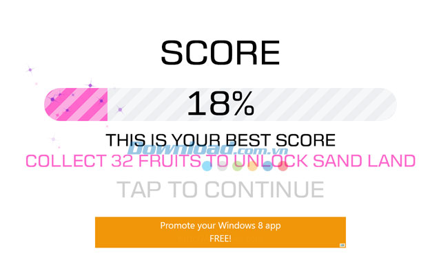 Fly or die thông báo điểm số cho người chơi