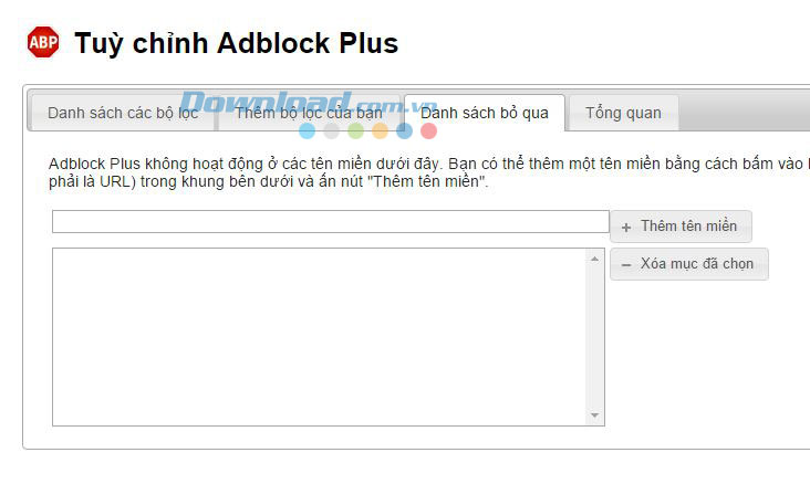 Danh sách Adblock Plus bỏ qua 