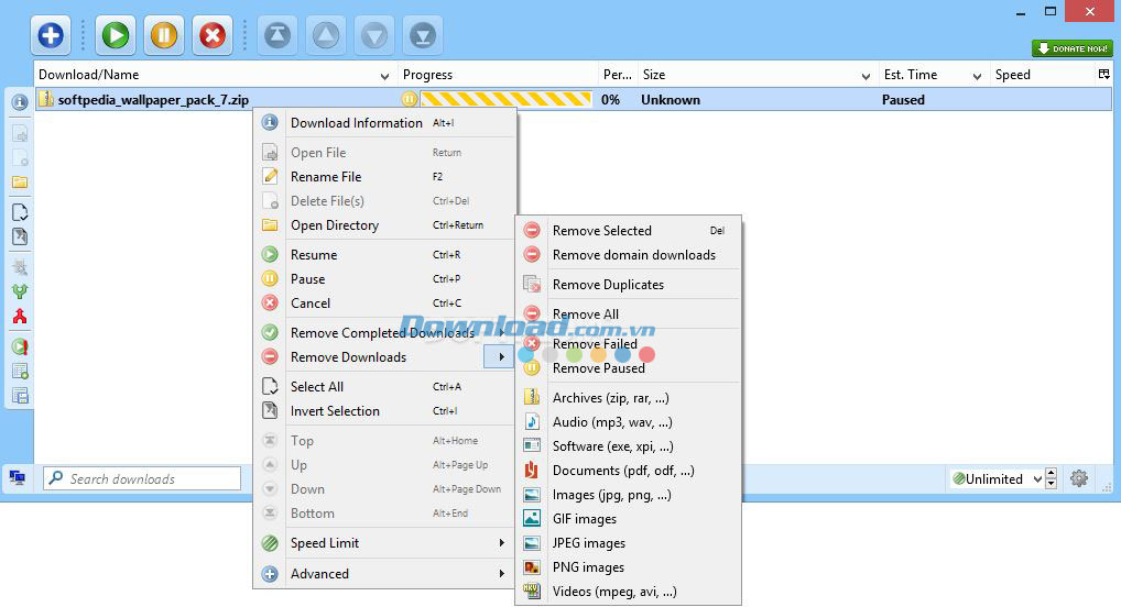 Quản lý quá trình tải với DownloadThemAll