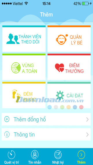 Danh mục chức năng chính của Kiddy cho iOS