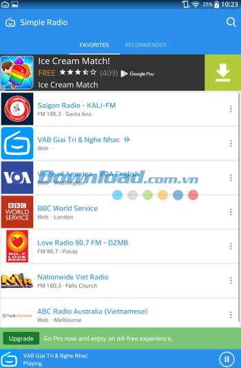 Tính năng Favorites của Simple Radio