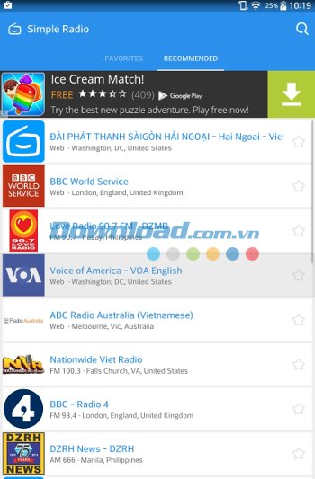 Giao diện ứng dụng Simple Radio
