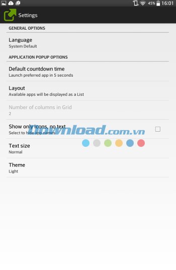 Các thiết lập chính của ứng dụng Better Open With 