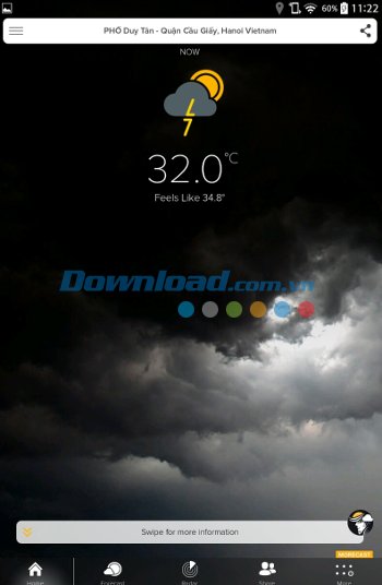 Giao diện ứng dụng Morecast