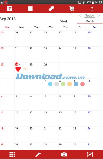 Tính năng Calendar của Moment Diary