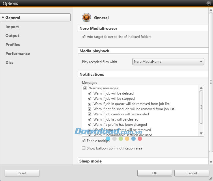 Các cài đặt rất đa dạng trong Nero 2016 Platinum