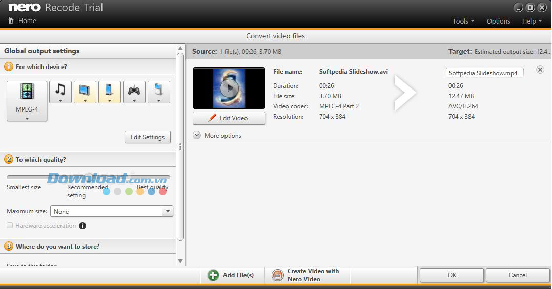 Chuyển đổi định dạng trong Nero 2016 Platinum