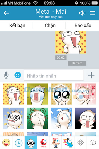 Giao diện chat trên Zalo