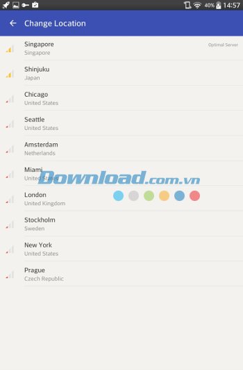 Các khu vực Rocket VPN hỗ trợ 