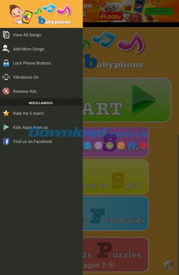 Menu ứng dụng Baby Phone Games Menu ứng dụng Baby Phone Games