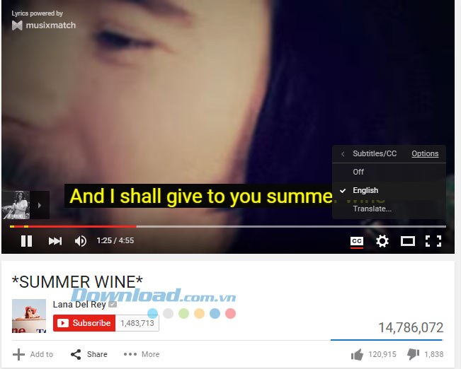 Chọn Subtitles