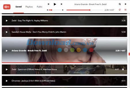 Danh sách bài hát trong playlist của Playtube