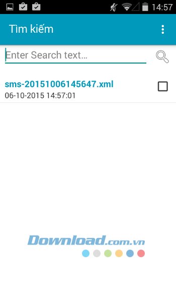 Tính năng tìm kiếm file của SMS Backup & Restore 