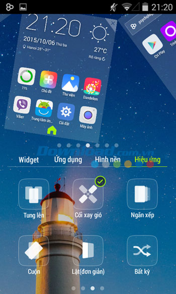 16 hiệu ứng cuộn của GO Launcher Z (GO Launcher EX)