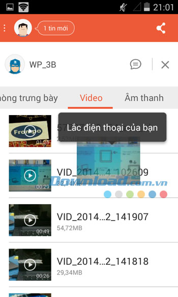 Lắc để chia sẻ với Zapya cho Android